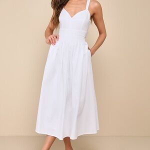 Lulu‘s Stroll Sicily White Midi Dress